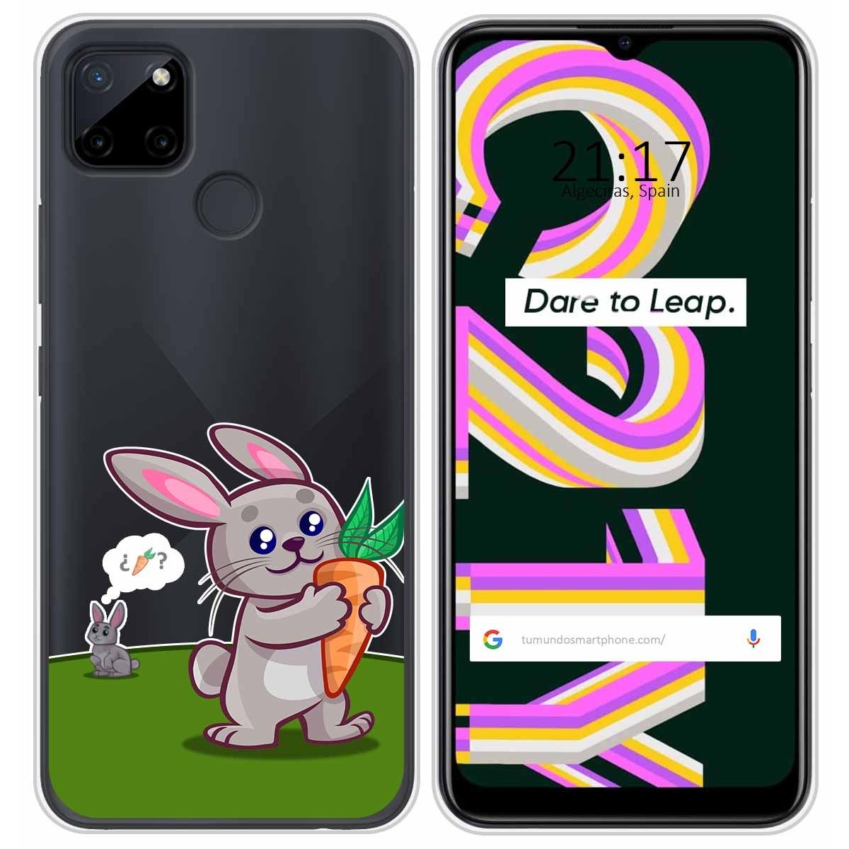 Funda Silicona Transparente para Realme C21Y / C25Y diseño Conejo Dibujos