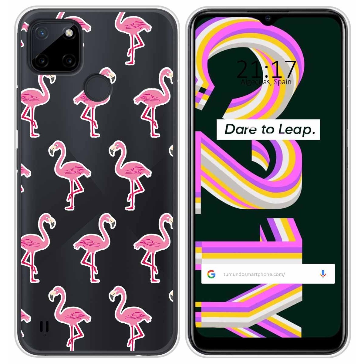 Funda Silicona Transparente para Realme C21Y / C25Y diseño Flamenco Dibujos