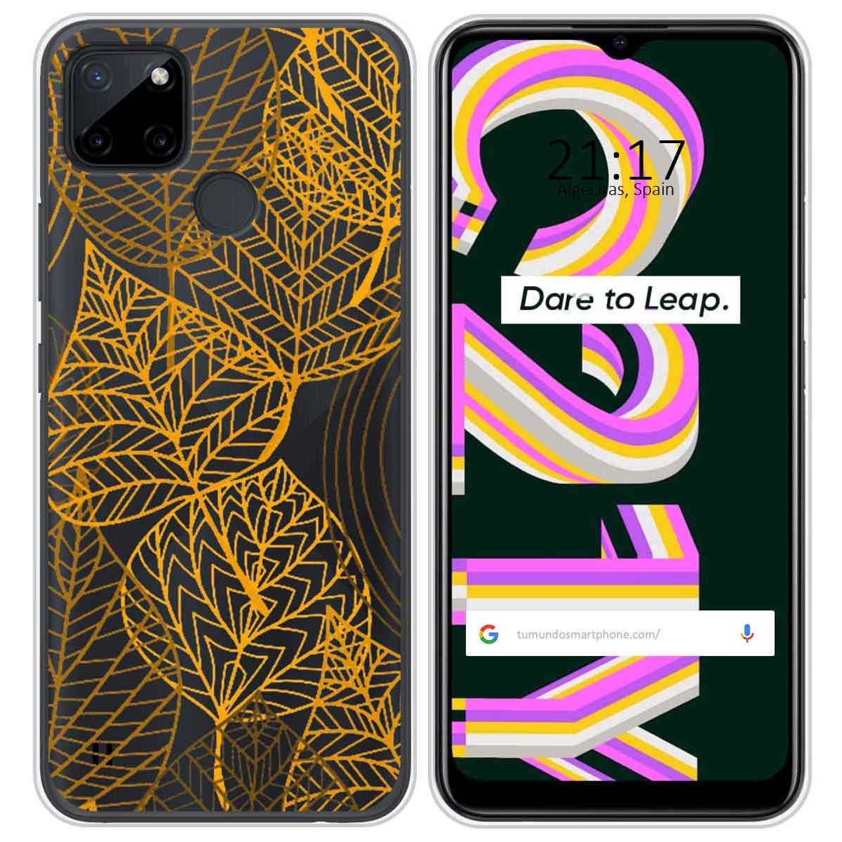 Funda Silicona Transparente para Realme C21Y / C25Y diseño Hojas Dibujos