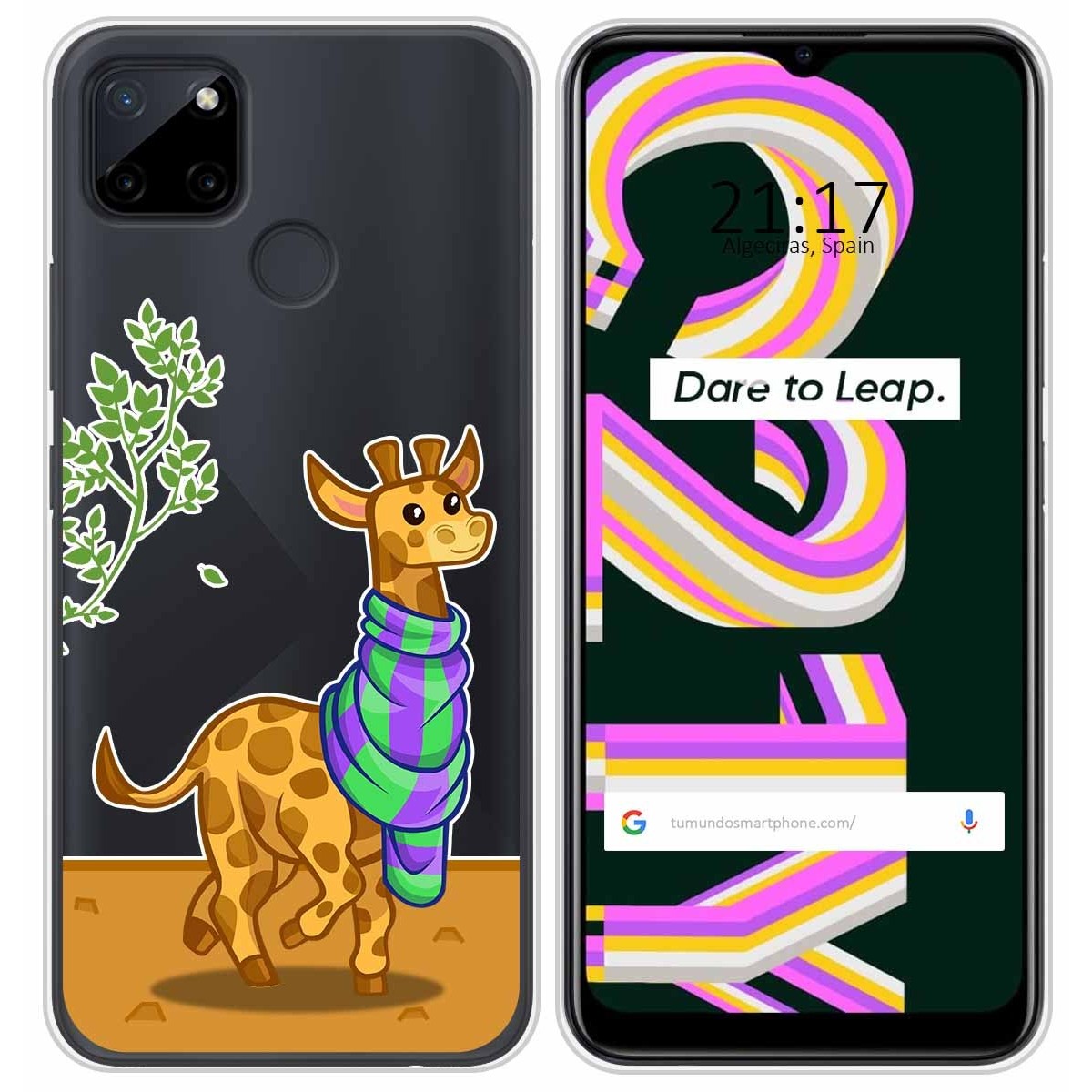 Funda Silicona Transparente para Realme C21Y / C25Y diseño Jirafa Dibujos