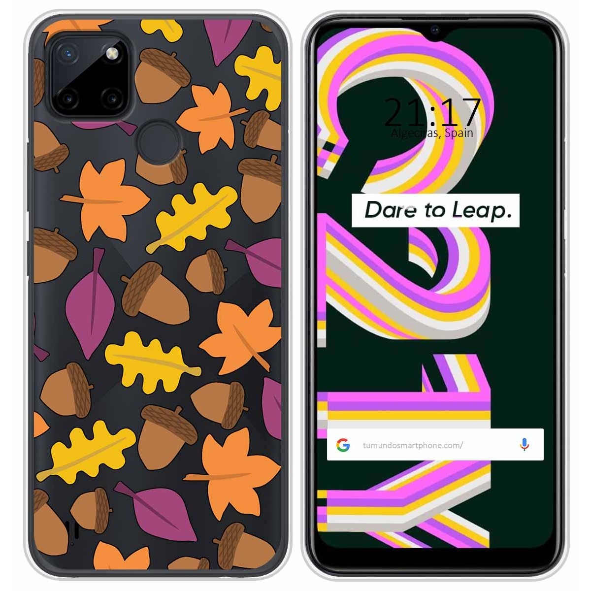 Funda Silicona Transparente para Realme C21Y / C25Y diseño Otoño Dibujos