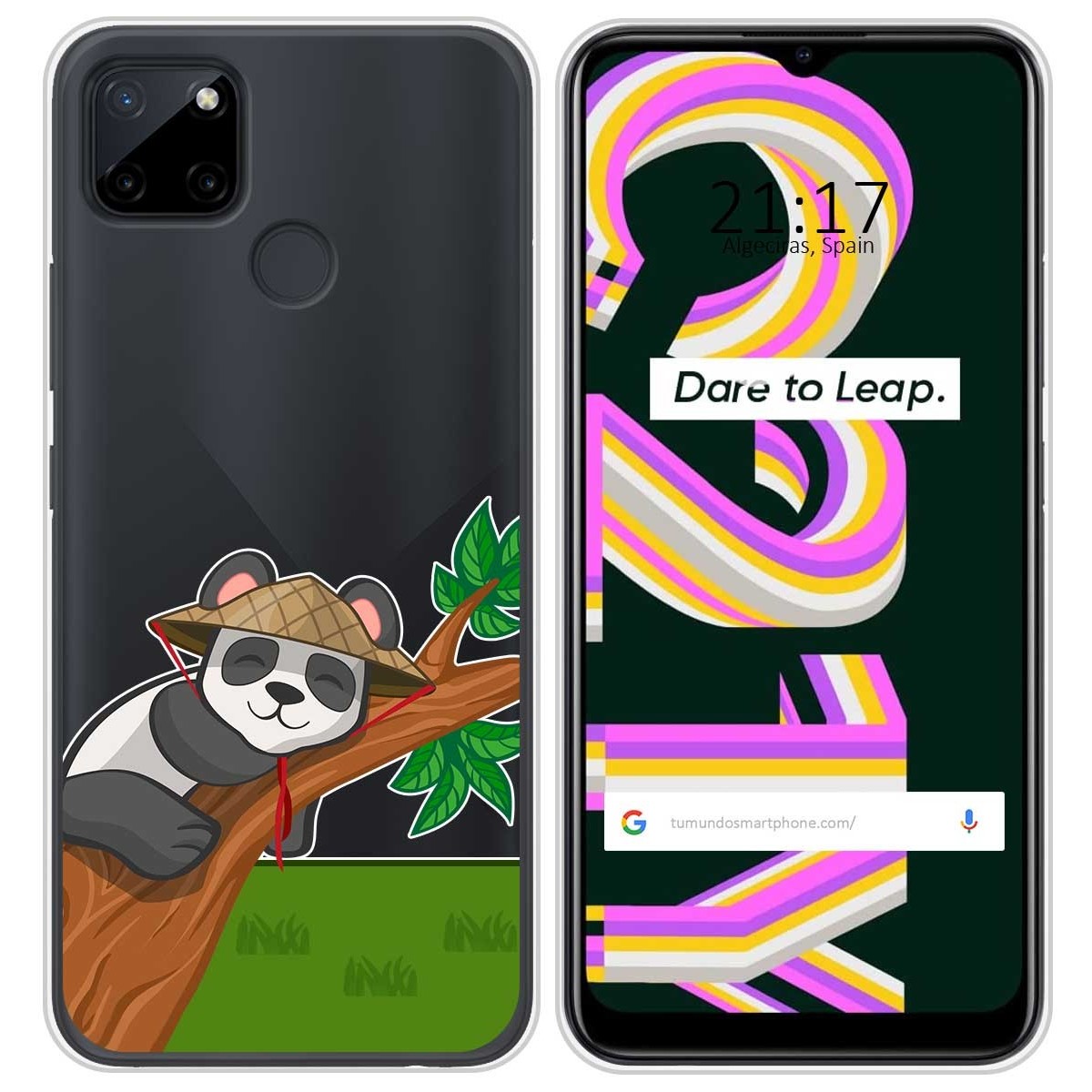 Funda Silicona Transparente para Realme C21Y / C25Y diseño Panda Dibujos