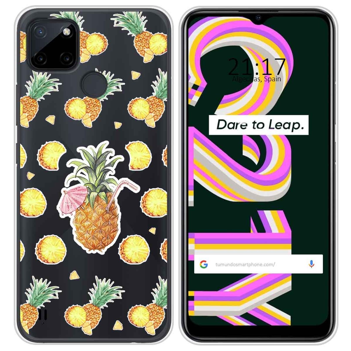 Funda Silicona Transparente para Realme C21Y / C25Y diseño Piña Dibujos