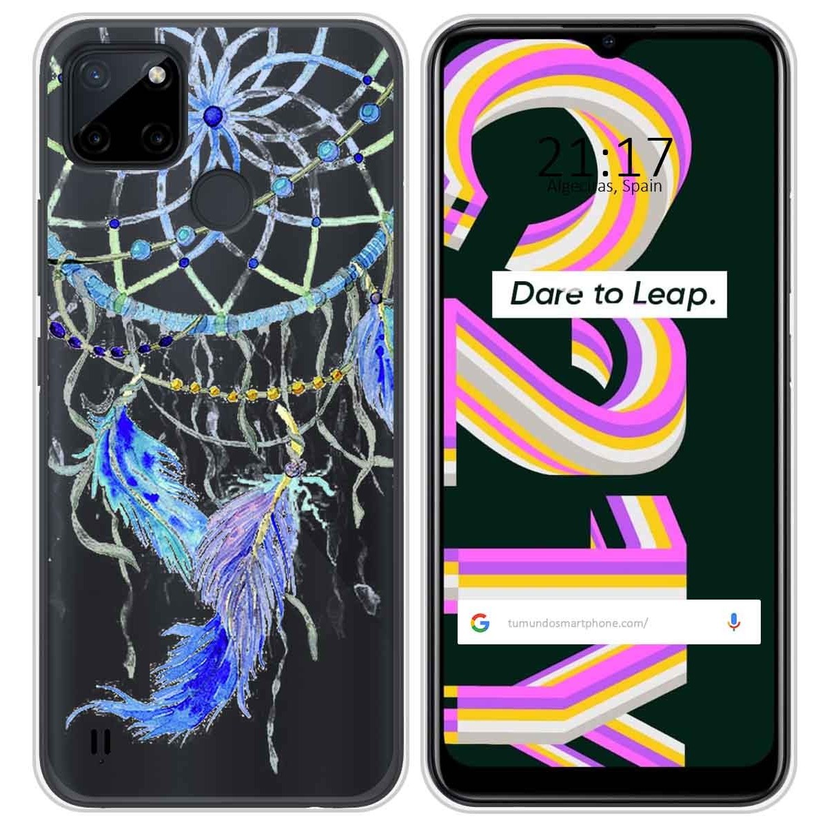 Funda Silicona Transparente para Realme C21Y / C25Y diseño Plumas Dibujos