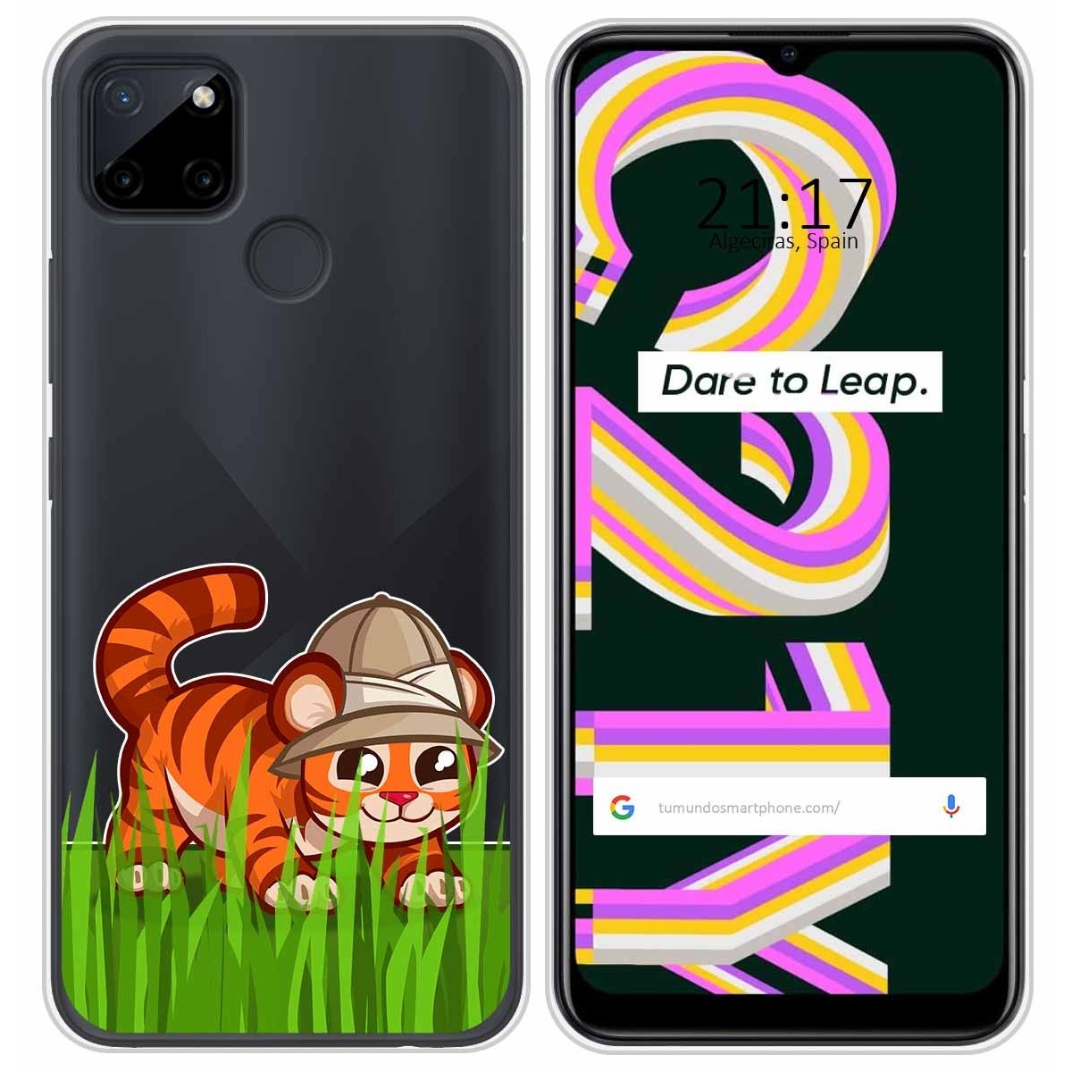 Funda Silicona Transparente para Realme C21Y / C25Y diseño Tigre Dibujos