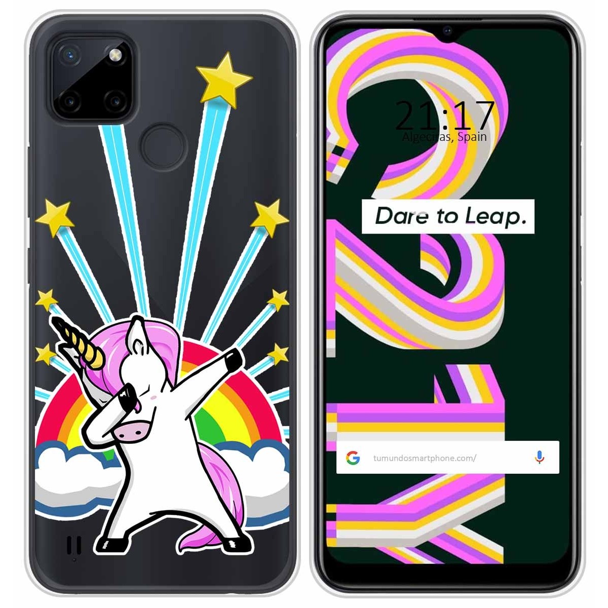 Funda Silicona Transparente para Realme C21Y / C25Y diseño Unicornio Dibujos