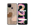 Funda Silicona para Realme C21Y / C25Y diseño Corazones Madera Dibujos
