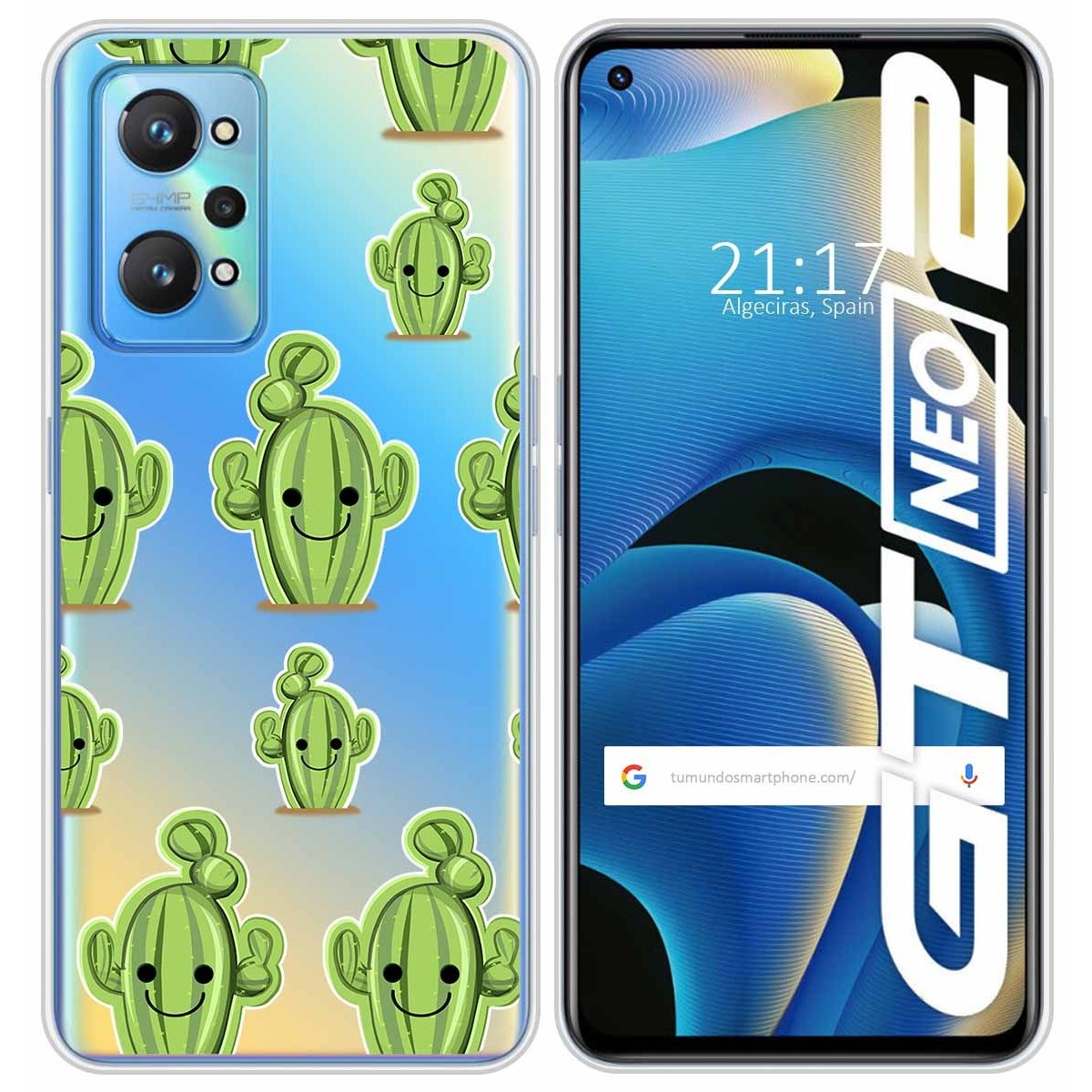 Funda Silicona Transparente para Realme GT NEO 2 5G diseño Cactus Dibujos
