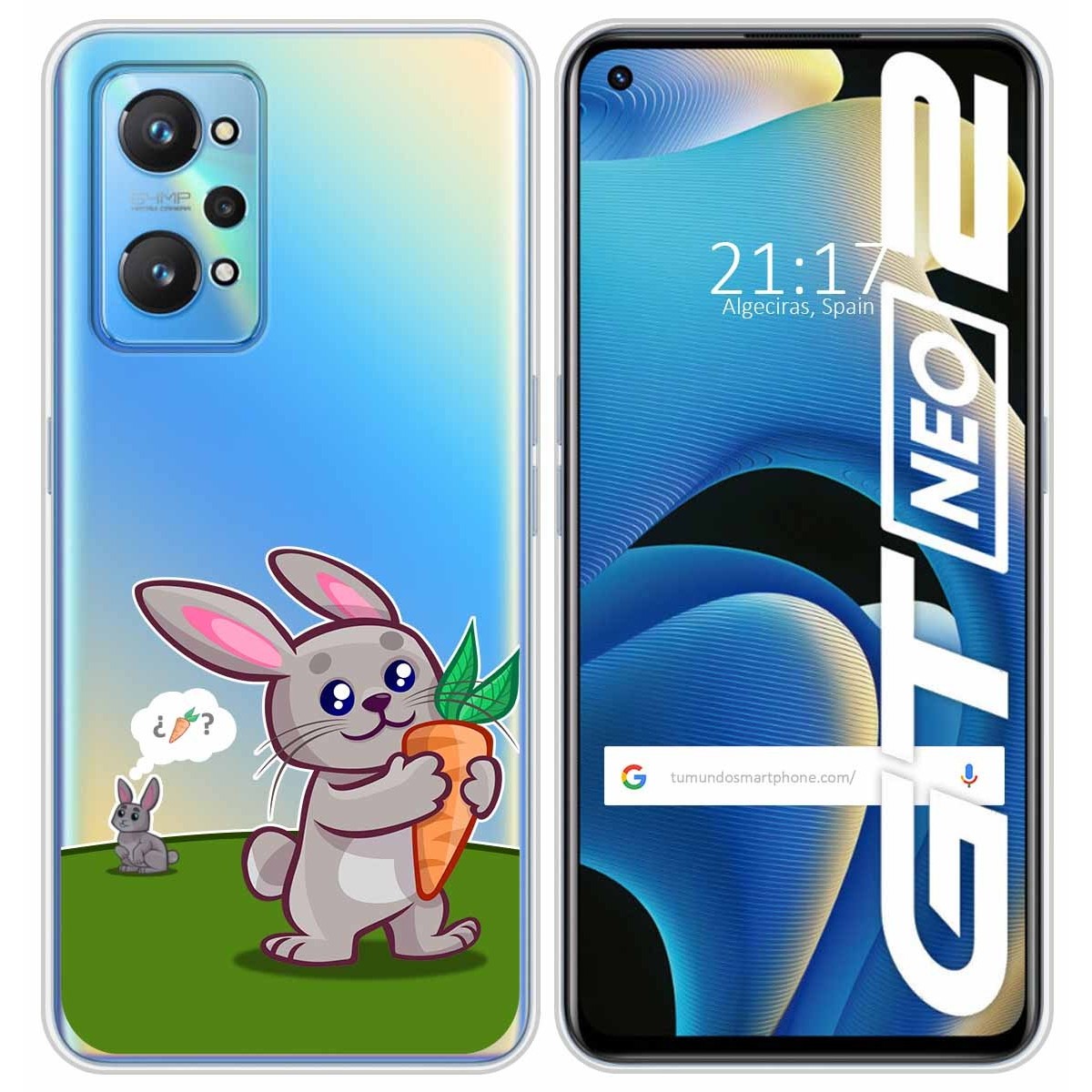 Funda Silicona Transparente para Realme GT NEO 2 5G diseño Conejo Dibujos