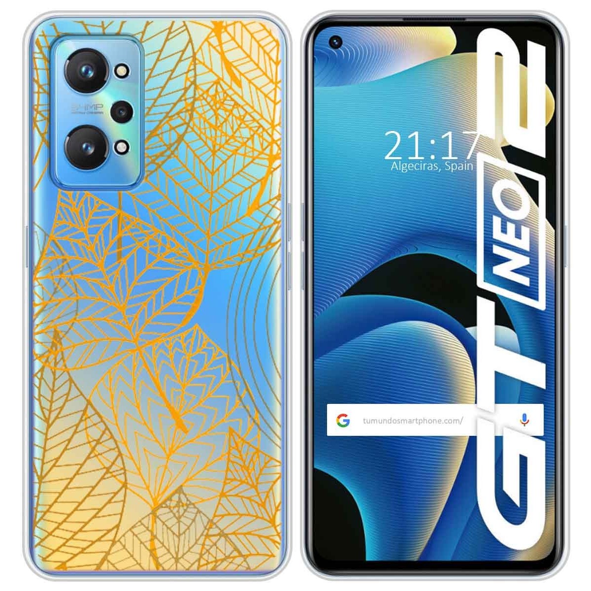 Funda Silicona Transparente para Realme GT NEO 2 5G diseño Hojas Dibujos