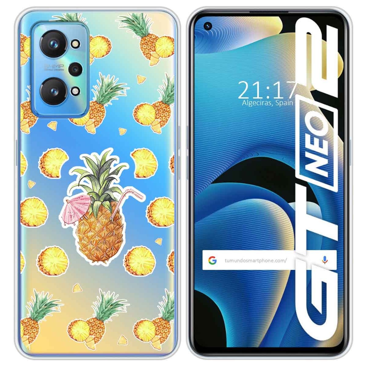 Funda Silicona Transparente para Realme GT NEO 2 5G diseño Piña Dibujos