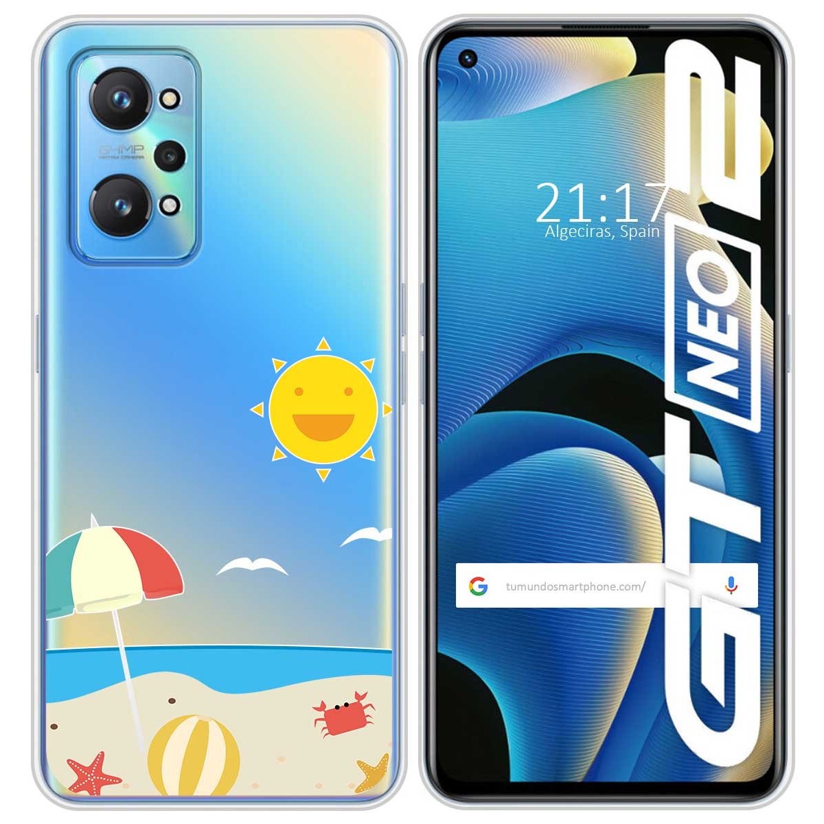 Funda Silicona Transparente para Realme GT NEO 2 5G diseño Playa Dibujos