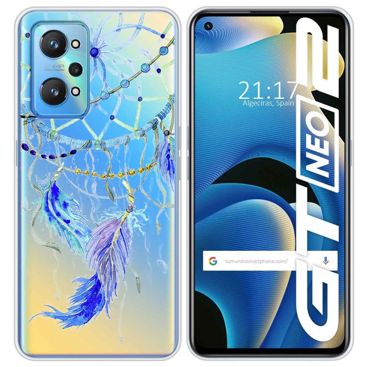 Funda Silicona Transparente para Realme GT NEO 2 5G diseño Plumas Dibujos