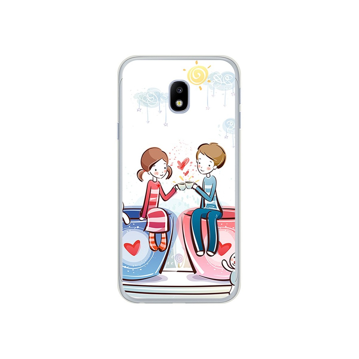 Funda Gel Tpu para Samsung Galaxy J3 (2017) Diseño Cafe Dibujos