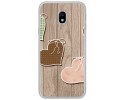 Funda Gel Tpu para Samsung Galaxy J3 (2017) Diseño Corazones Madera Dibujos