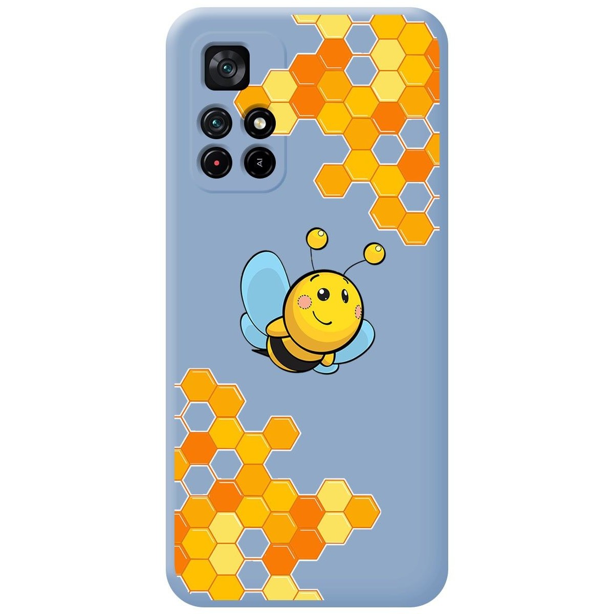 Funda Silicona Líquida Azul para Xiaomi POCO M4 Pro 5G diseño Abeja Dibujos