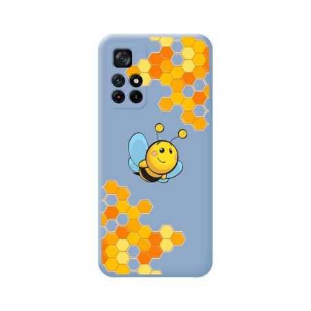Funda Silicona Líquida Azul para Xiaomi POCO M4 Pro 5G diseño Abeja Dibujos