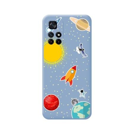 Funda Silicona Líquida Azul para Xiaomi POCO M4 Pro 5G diseño Espacio Dibujos