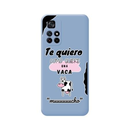 Funda Silicona Líquida Azul para Xiaomi POCO M4 Pro 5G diseño Vaca Dibujos