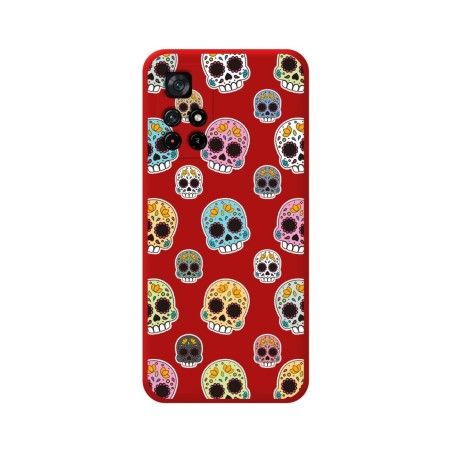 Funda Silicona Líquida Roja para Xiaomi POCO M4 Pro 5G diseño Catrina Dibujos