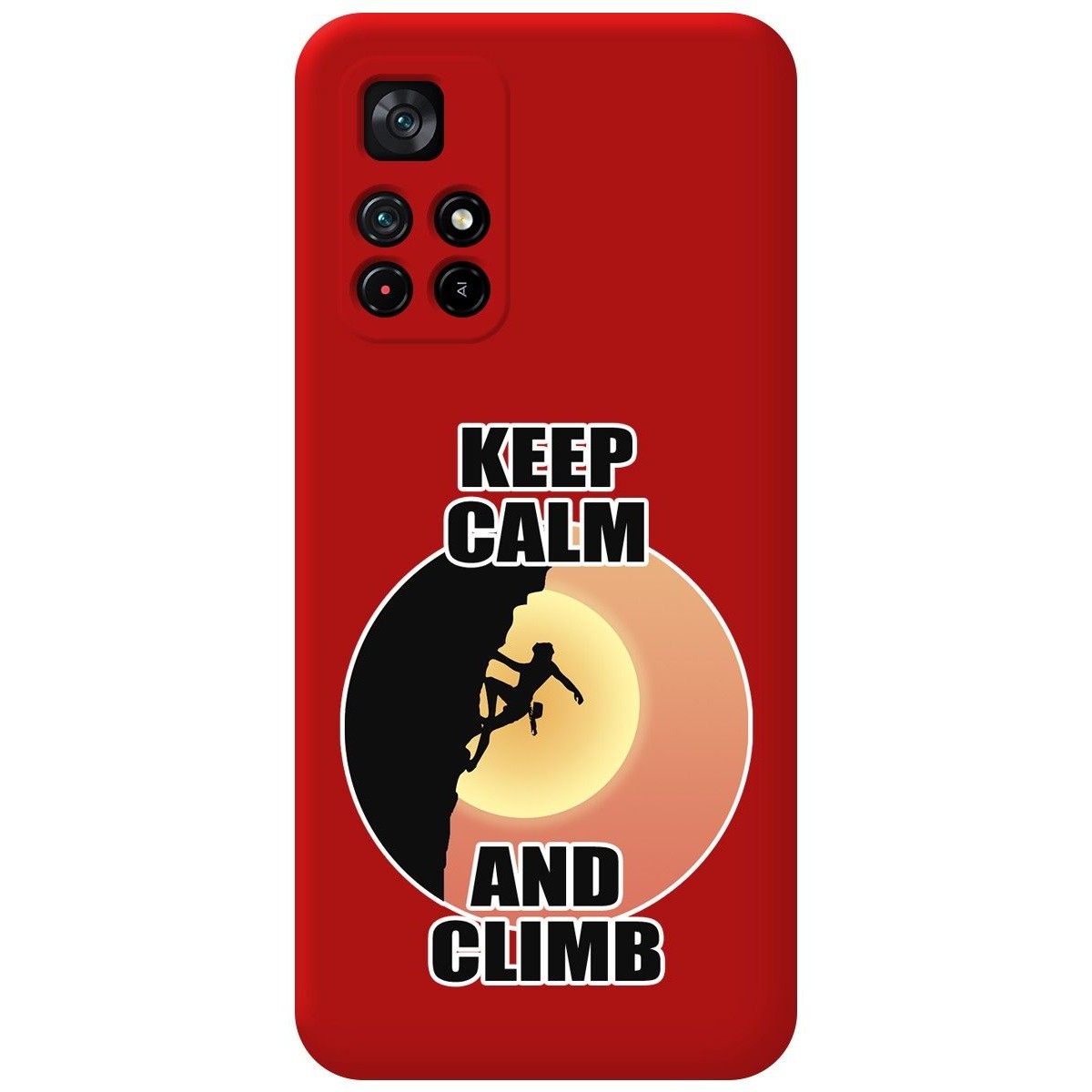 Funda Silicona Líquida Roja para Xiaomi POCO M4 Pro 5G diseño Mujer Escalada Dibujos