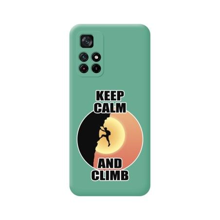 Funda Silicona Líquida Verde para Xiaomi POCO M4 Pro 5G diseño Hombre Escalada Dibujos