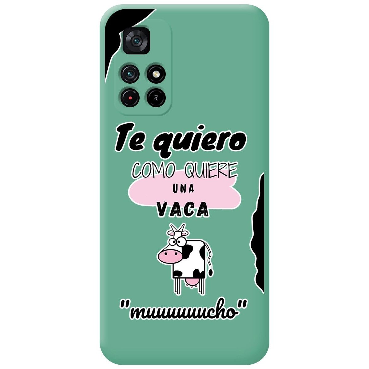 Funda Silicona Líquida Verde para Xiaomi POCO M4 Pro 5G diseño Vaca Dibujos