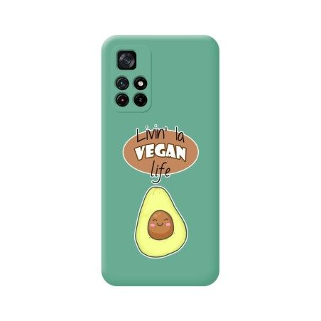 Funda Silicona Líquida Verde para Xiaomi POCO M4 Pro 5G diseño Vegan Life Dibujos