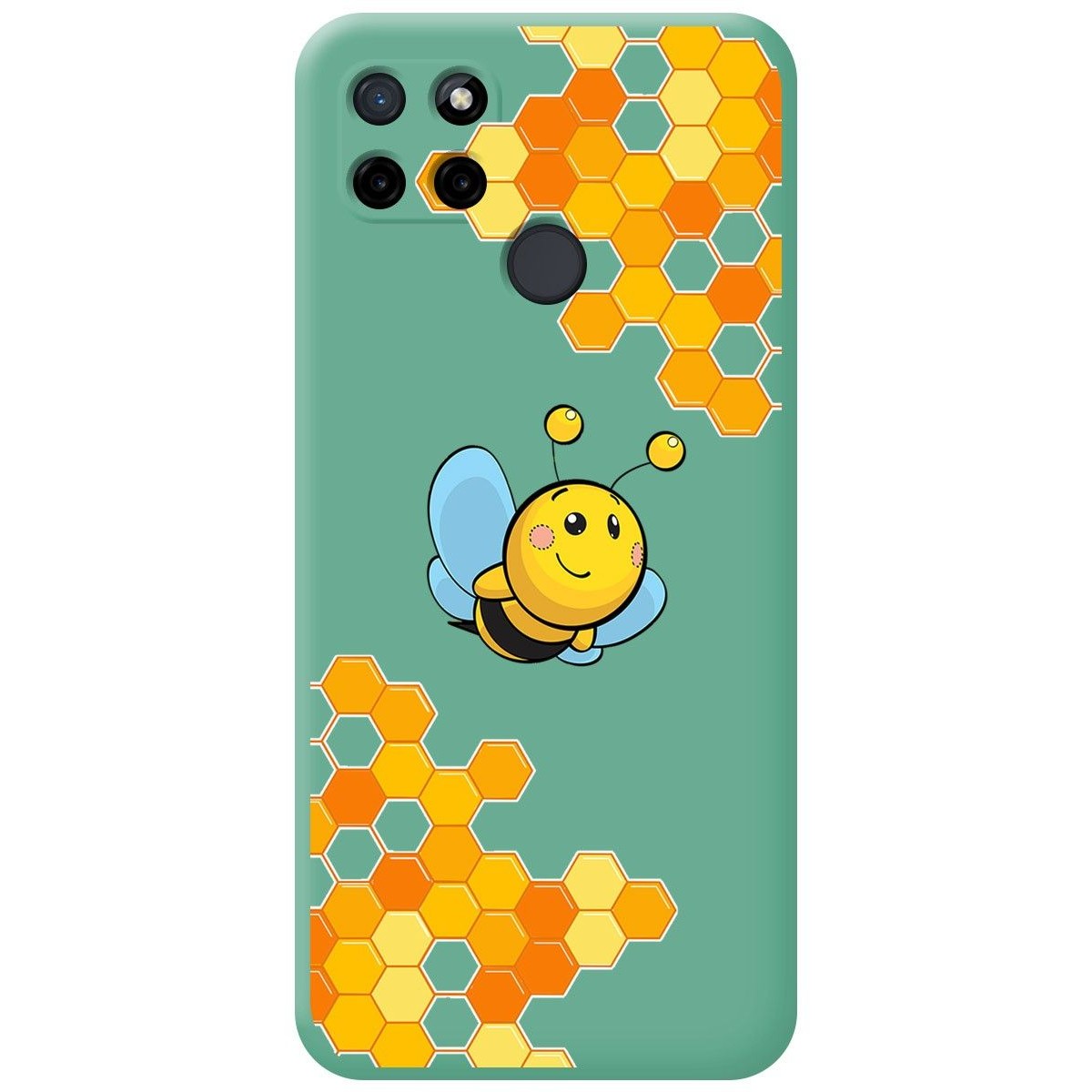 Funda Silicona Líquida Verde para Realme C21Y / C25Y diseño Abeja Dibujos