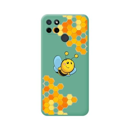 Funda Silicona Líquida Verde para Realme C21Y / C25Y diseño Abeja Dibujos