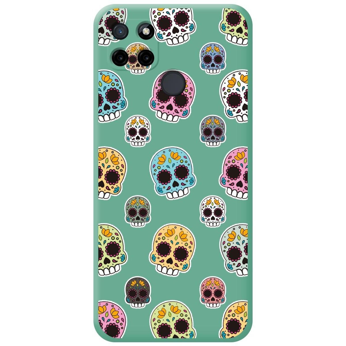 Funda Silicona Líquida Verde para Realme C21Y / C25Y diseño Catrina Dibujos