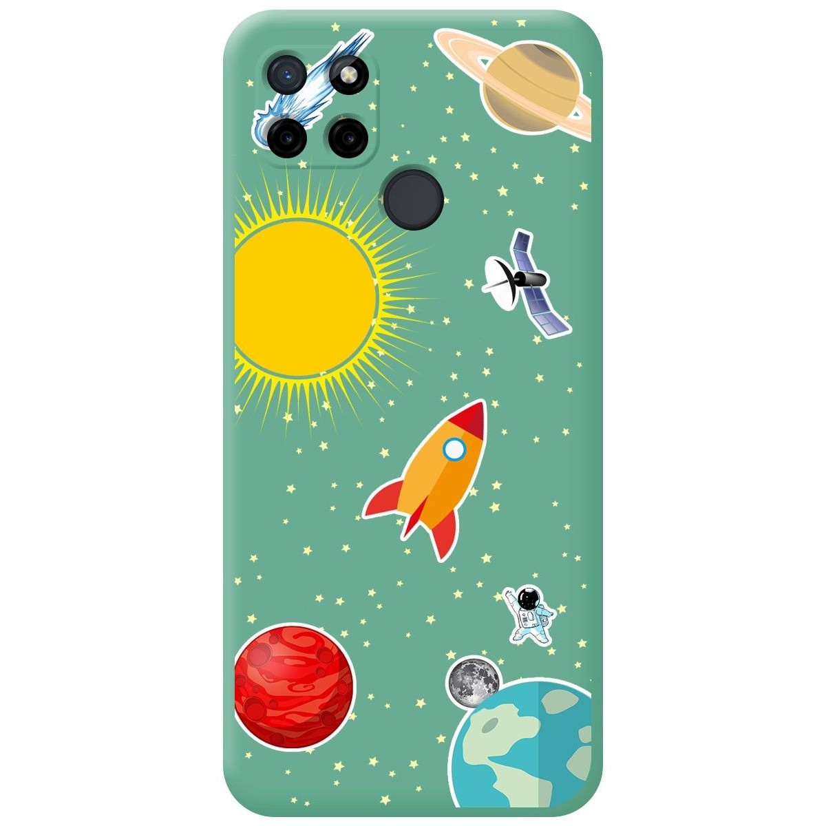 Funda Silicona Líquida Verde para Realme C21Y / C25Y diseño Espacio Dibujos