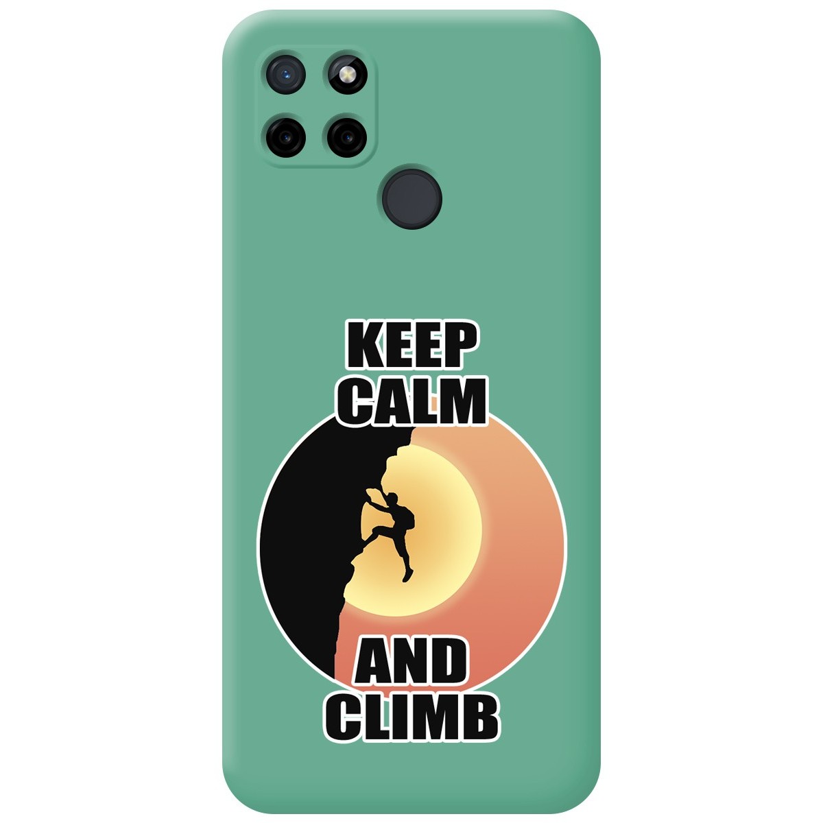 Funda Silicona Líquida Verde para Realme C21Y / C25Y diseño Hombre Escalada Dibujos