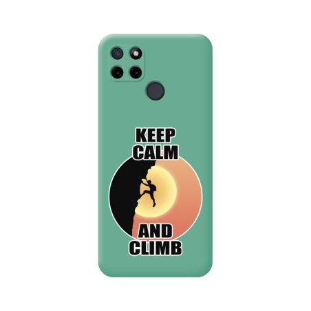 Funda Silicona Líquida Verde para Realme C21Y / C25Y diseño Hombre Escalada Dibujos