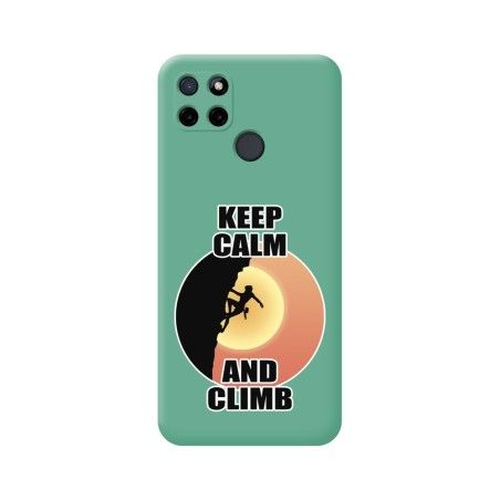 Funda Silicona Líquida Verde para Realme C21Y / C25Y diseño Mujer Escalada Dibujos