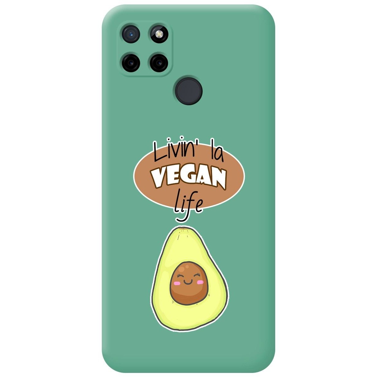 Funda Silicona Líquida Verde para Realme C21Y / C25Y diseño Vegan Life Dibujos