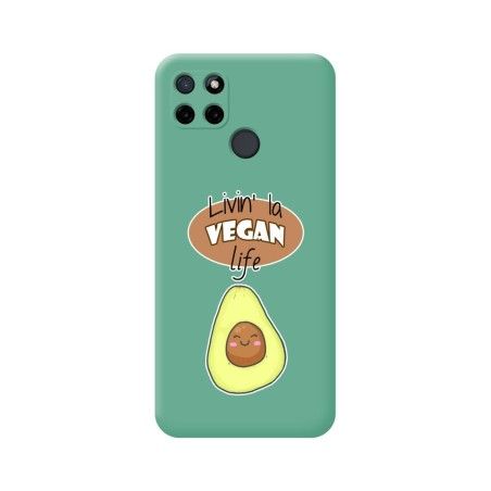 Funda Silicona Líquida Verde para Realme C21Y / C25Y diseño Vegan Life Dibujos