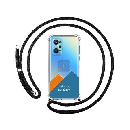 Personaliza tu Funda Colgante Transparente para Realme GT NEO 2 5G con Cordon Negro Dibujo Personalizada