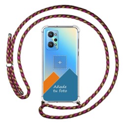Personaliza tu Funda Colgante Transparente para Realme GT NEO 2 5G con Cordon Rosa / Dorado Dibujo Personalizada