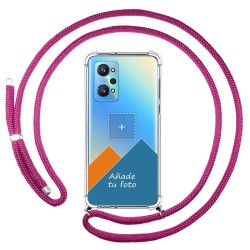 Personaliza tu Funda Colgante Transparente para Realme GT NEO 2 5G con Cordon Rosa Fucsia Dibujo Personalizada