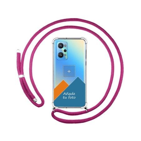 Personaliza tu Funda Colgante Transparente para Realme GT NEO 2 5G con Cordon Rosa Fucsia Dibujo Personalizada