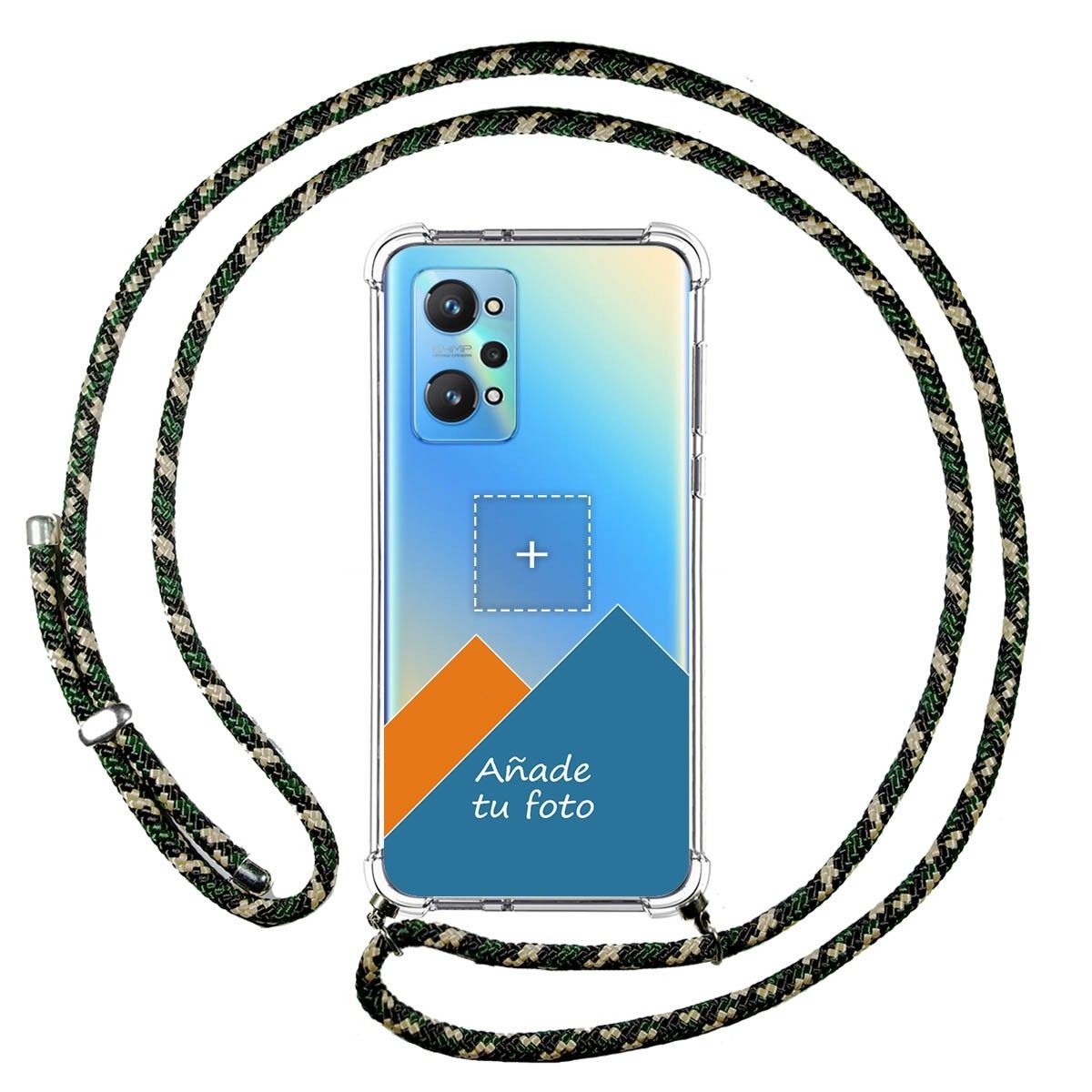 Personaliza tu Funda Colgante Transparente para Realme GT NEO 2 5G con Cordon Verde / Dorado Dibujo Personalizada