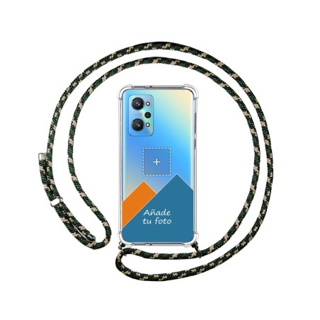 Personaliza tu Funda Colgante Transparente para Realme GT NEO 2 5G con Cordon Verde / Dorado Dibujo Personalizada