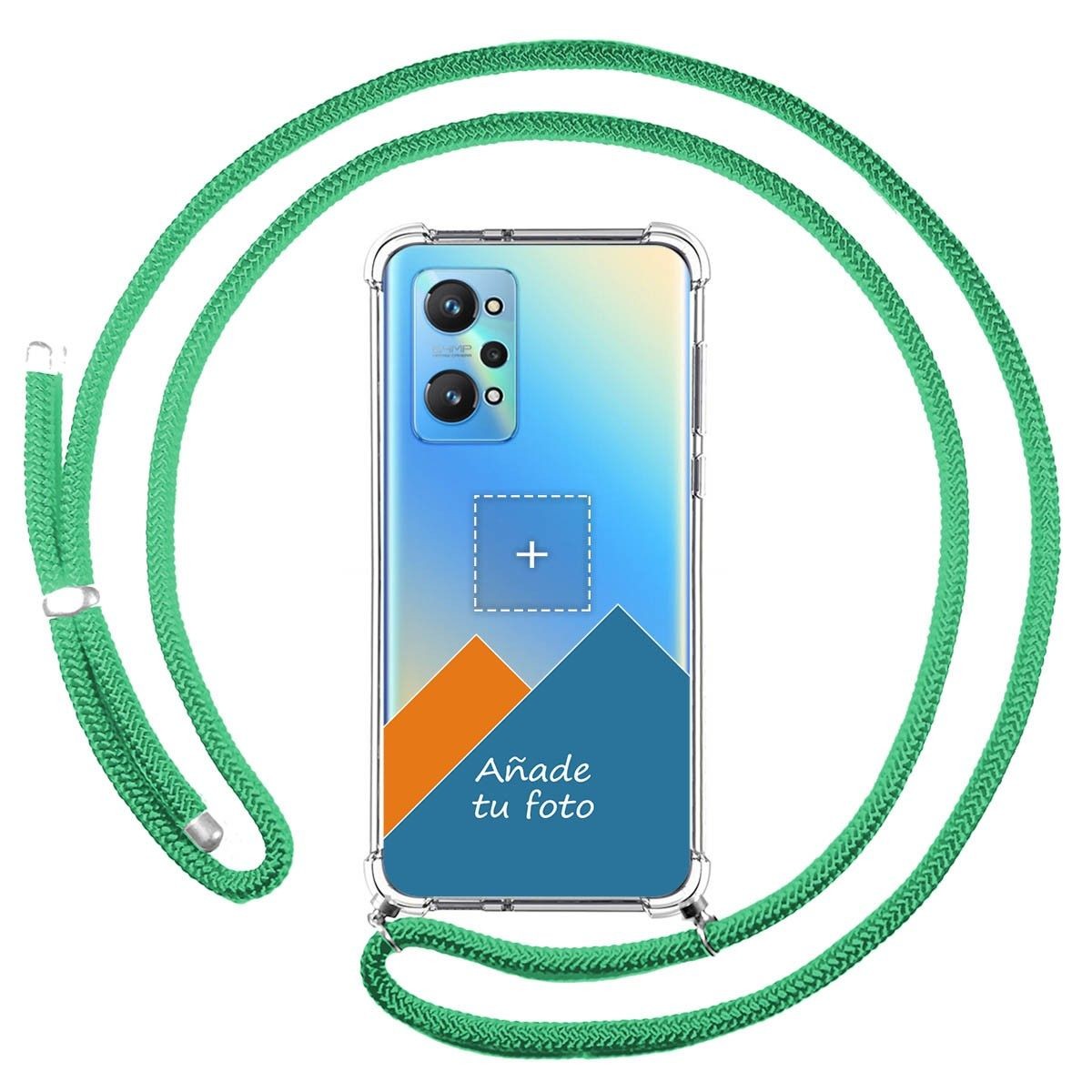 Personaliza tu Funda Colgante Transparente para Realme GT NEO 2 5G con Cordon Verde Agua Dibujo Personalizada