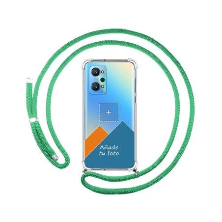 Personaliza tu Funda Colgante Transparente para Realme GT NEO 2 5G con Cordon Verde Agua Dibujo Personalizada