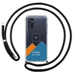 Personaliza tu Funda Colgante Transparente para Samsung Galaxy M52 5G con Cordon Negro Dibujo Personalizada