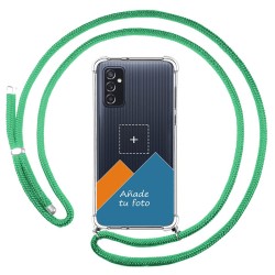 Personaliza tu Funda Colgante Transparente para Samsung Galaxy M52 5G con Cordon Verde Agua Dibujo Personalizada