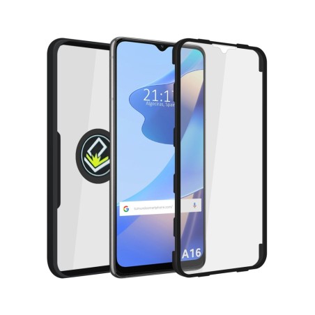 Funda Doble Negra Pc + Tpu Full Body 360 con Anillo para Oppo A16 / A16s