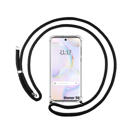 Funda Colgante Transparente para Huawei Nova 9 / Honor 50 5G con Cordon Negro