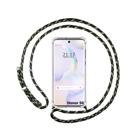 Funda Colgante Transparente para Huawei Nova 9 / Honor 50 5G con Cordon Verde / Dorado
